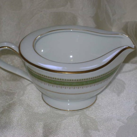 Vintage Noritake China Enchantress Creamer 2066 Green Band Gold Discontinued - Picture 8 of 9